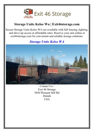 Storage Units Kelso Wa Exit46storage.com