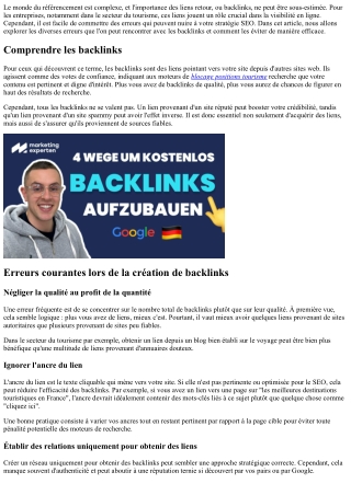 Un vrai guide actionnable contre toutes sortes d'erreurs liées aux liens retour.