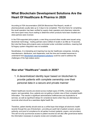 Blockchain Development Solutions Required by Healthcare and Pharma in 2026