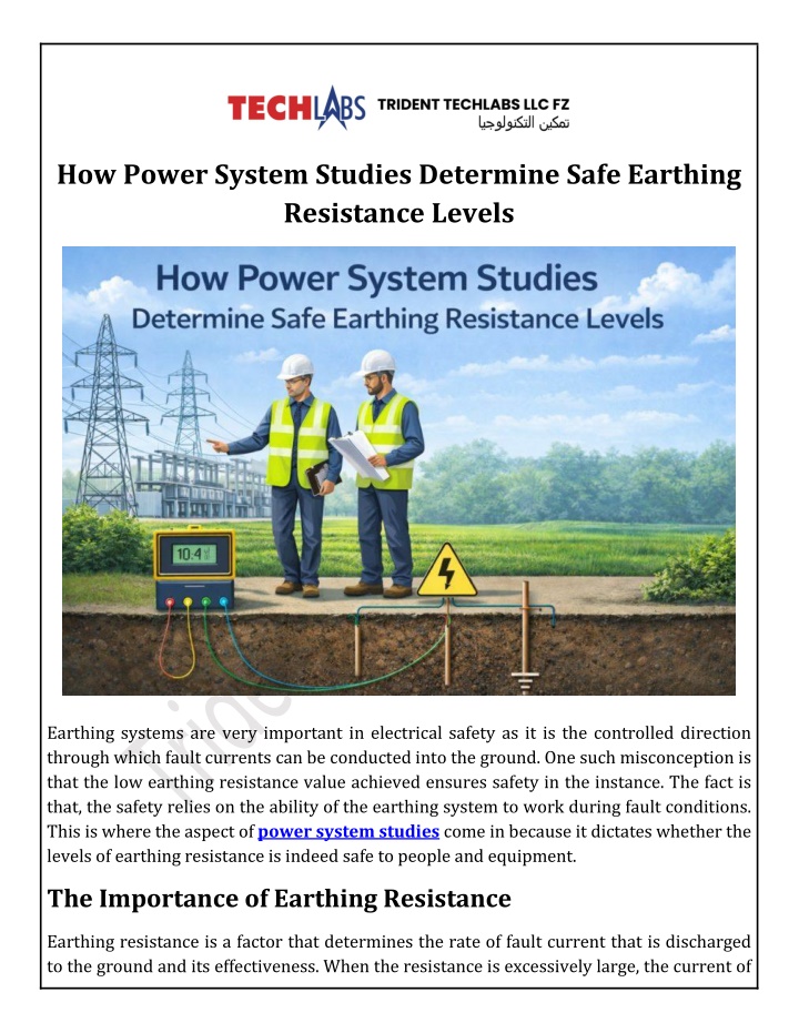 PPT - How Power System Studies Determine Safe Earthing Resistance ...