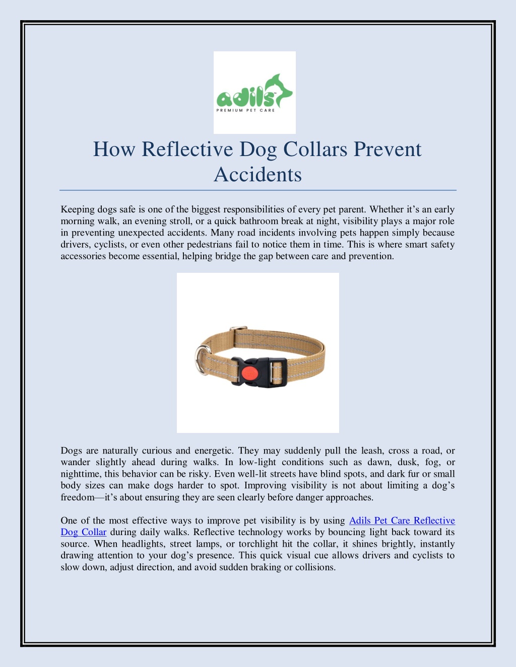 Visual Reference: Ppt How Reflective Dog Collars Prevent Accidents Powerpoint