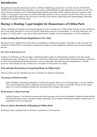 Acquiring vs Renting: Legal Insights for Homeowners of Clifton Park