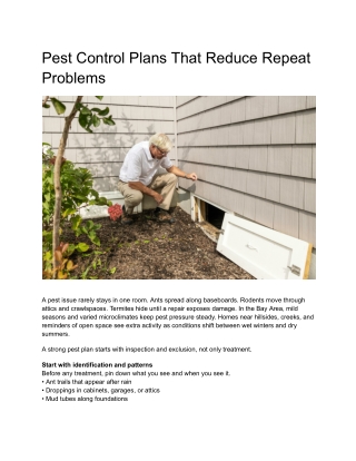 Pest Control Plans That Reduce Repeat Problems