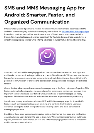 SMS and MMS Messaging App for Android | Smart Messages Organizer