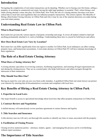 The Benefits of Hiring a Real Estate Closing Attorney in Clifton Park
