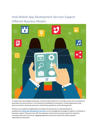 How Mobile App Development Services Support Different Business Models