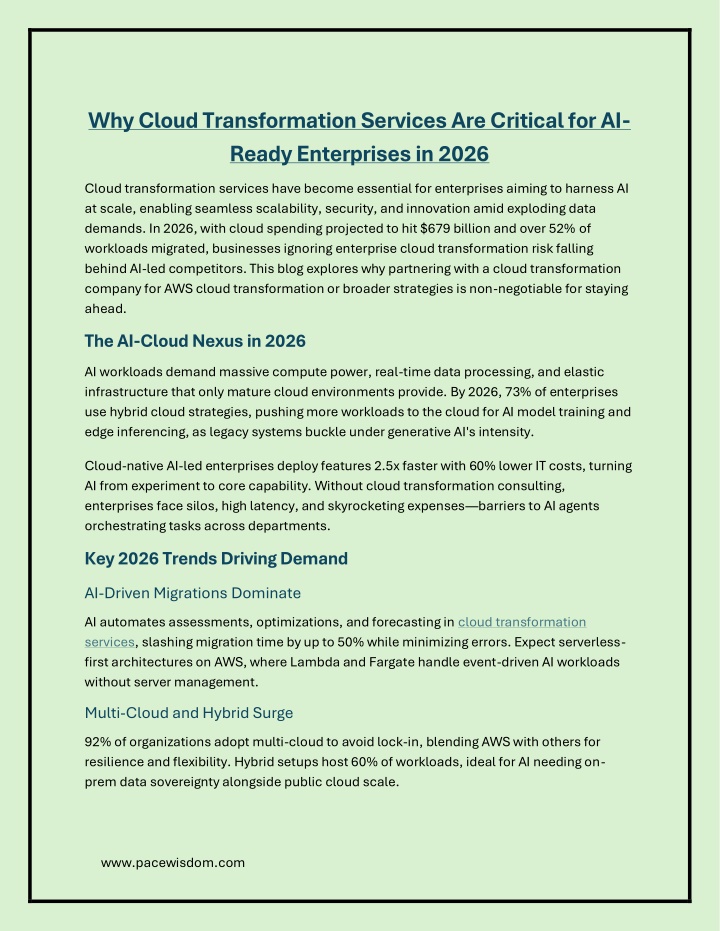 PPT - Why Cloud Transformation Services Are Critical for AI-Ready ...