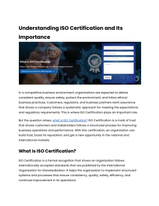 Understanding ISO Certification and Its Importance