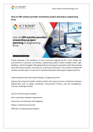 How an ERP solution provider streamlines project planning in engineering firms-STERP