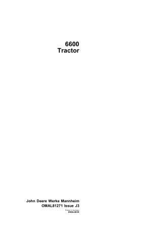 John Deere 6600 Tractor Operator’s Manual Instant Download (Publication No.omal81271)