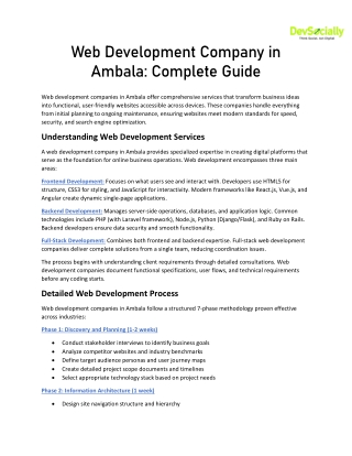 Web Development Company in Ambala - Technologies & Process Explained