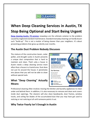 When Deep Cleaning Services in Austin, TX Stop Being Optional and Start Being Urgent