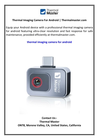 Thermal Imaging Camera For Android | Thermalmaster.com