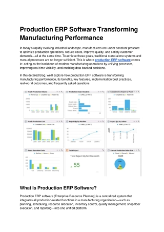Production ERP Software Transforming Manufacturing Performance