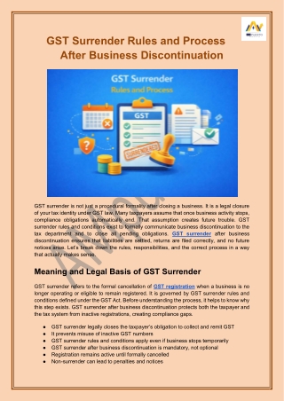 GST Surrender Rules and Process After Business Discontinuation