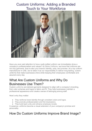 Custom Uniforms: Adding a Branded Touch to Your Workforce
