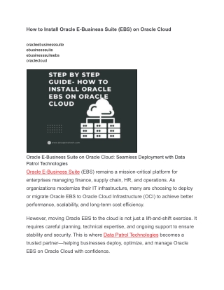 How to Install Oracle E-Business Suite (EBS) on Oracle Cloud