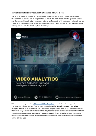 Elevate Security - Next-Gen Video Analytics Unleashed in Kuwait & GCC