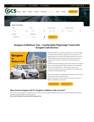 Planning Your Pilgrimage with a Gurgaon to Mathura Cab Service