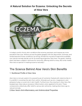 A Natural Solution for Eczema: Unlocking the Secrets of Aloe Vera