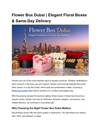 Flower Box Dubai _ Elegant Floral Boxes & Same-Day Delivery