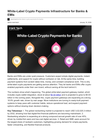 White Label Crypto Payments Infrastructure for Banks & EMIs