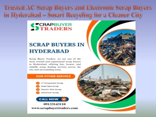 Trusted AC Scrap Buyers and Electronic Scrap Buyers in Hyderabad – Smart Recycling for a Cleaner City