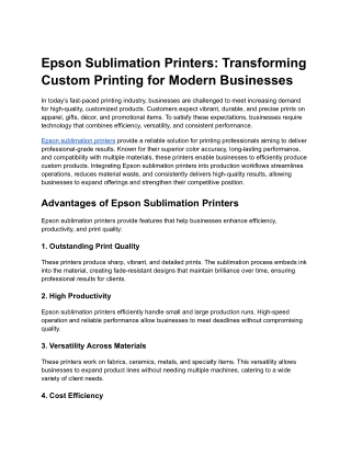 Epson Sublimation Printers