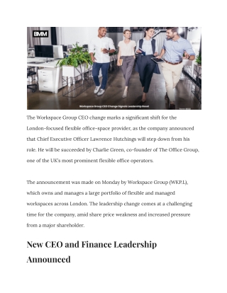 Workspace Group CEO Change Signals Leadership Reset