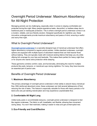 Overnight Period Underwear: Maximum Comfort and Leak Protection