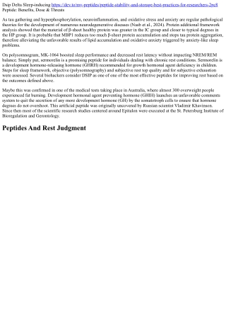 Dsip Delta Sleep-inducing Peptide: Benefits, Dose & Dangers