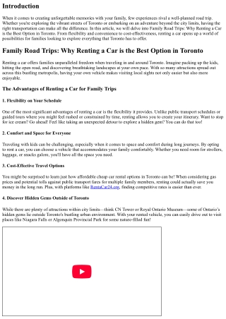 Family Road Trips: Why Renting a Car is the Best Option in Toronto