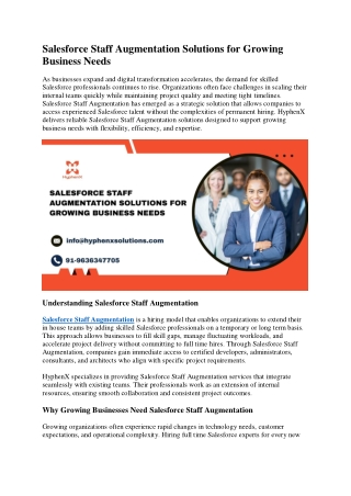 Salesforce Staff Augmentation Solutions for Growing Business Needs