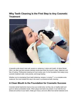 Why Teeth Cleaning Is the First Step to Any Cosmetic Treatment - AlphaDentalClinic