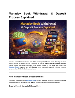 Mahadev Book Withdrawal & Deposit Process Explained