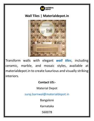 Wall Tiles Materialdepot.in