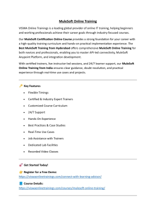 MuleSoft Online Training & Real Time Support From India, Hyderabad