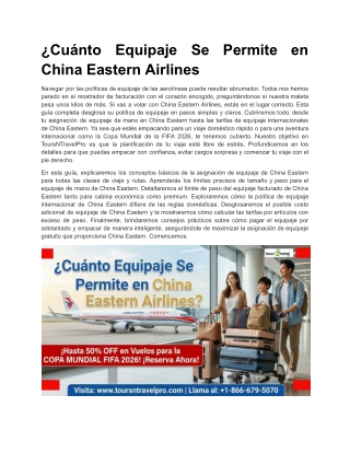 ¿Cuánto Equipaje Se Permite en China Eastern Airlines