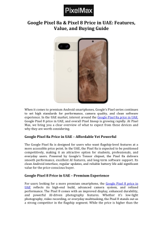 Google Pixel 8a & Pixel 8 Price in UAE Features, Value, and Buying Guide
