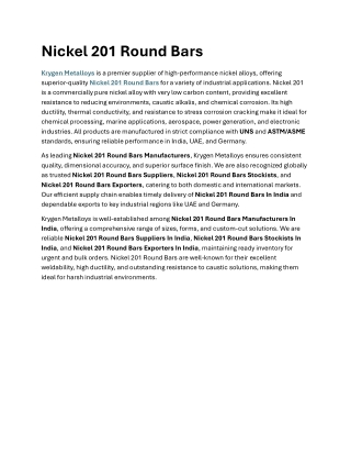 Nickel 201 Round Bars