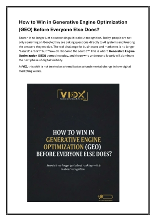 How to Win in Generative Engine Optimization