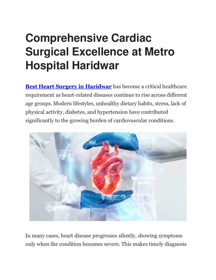 PPT - Best Heart Surgery in Haridwar | Metro Hospital PowerPoint ...