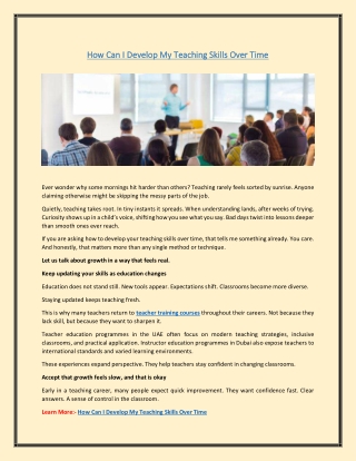 How Can I Develop My Teaching Skills Over Time