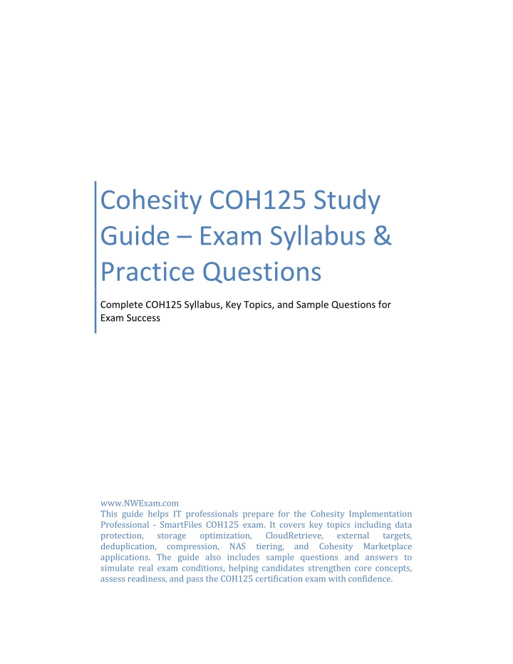 PPT - Cohesity COH125 Study Guide – Exam Syllabus & Practice Questions ...