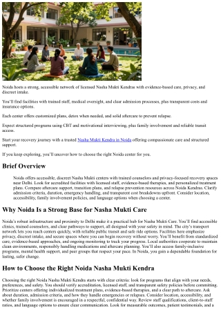 Top 7 Nasha Mukti Kendras in Noida