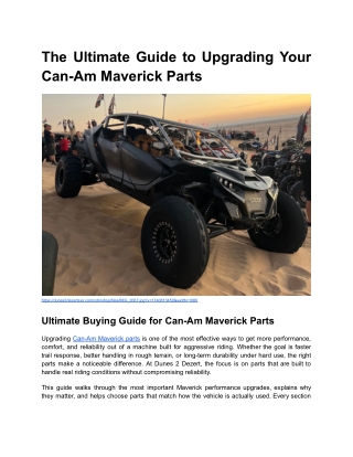 The Ultimate Guide to Upgrading Your Can-Am Maverick Parts