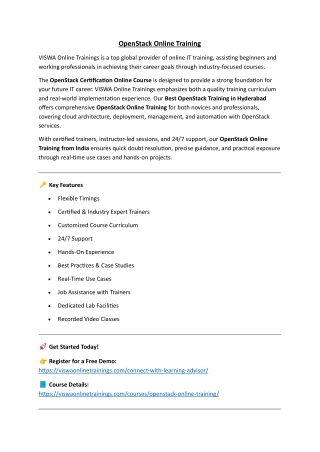 OpenStack Online Coaching Classes In India, Hyderabad