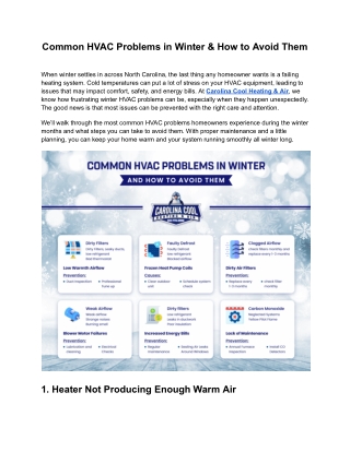 Common Winter HVAC Issues and Simple Ways to Avoid Them | Call Carolina Cool