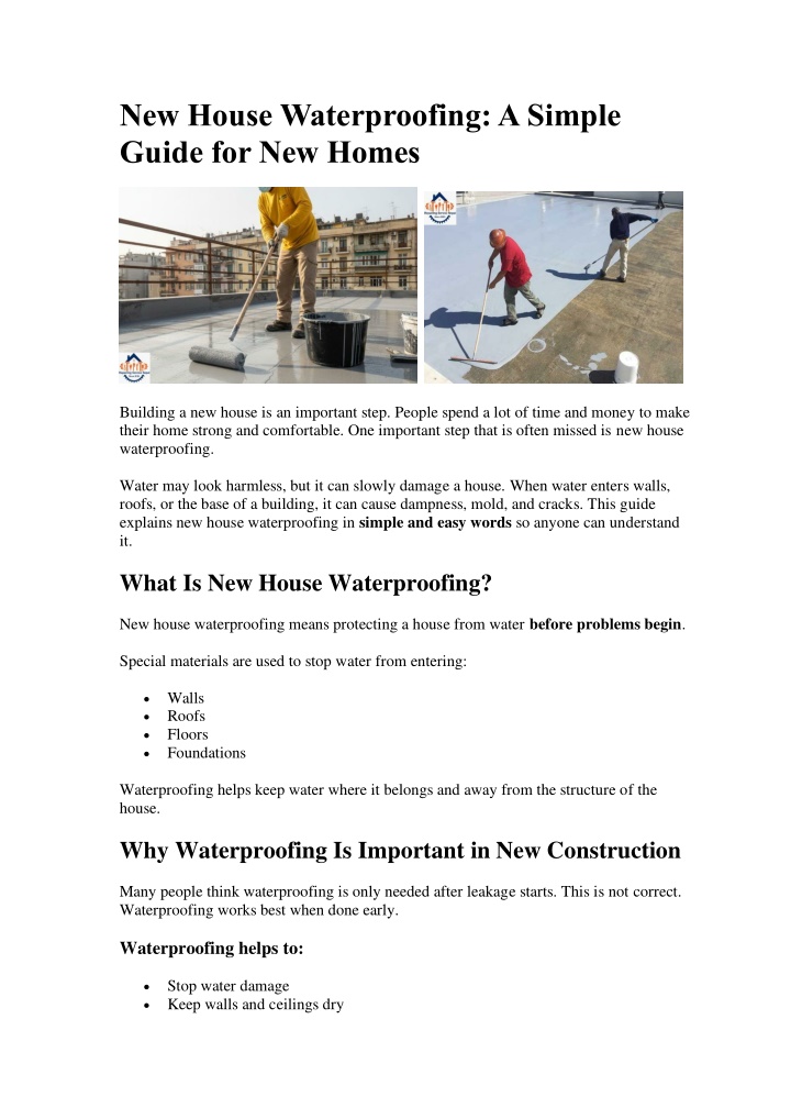 PPT - New House Waterproofing Solution: Best for New Construction ...