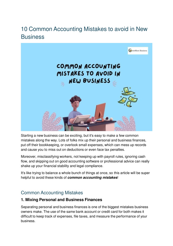 PPT - 10 Common Accounting Mistakes to avoid in New Business PowerPoint ...